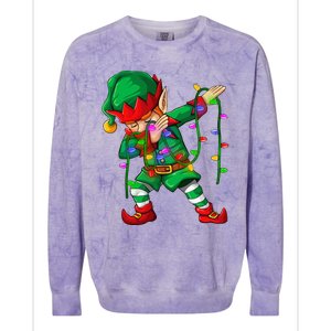 Dabbing Elf Costume Christmas Squad Boy Xmas Colorblast Crewneck Sweatshirt