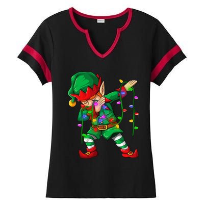 Dabbing Elf Costume Christmas Squad Boy Xmas Ladies Halftime Notch Neck Tee