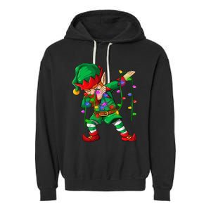 Dabbing Elf Costume Christmas Squad Boy Xmas Garment-Dyed Fleece Hoodie