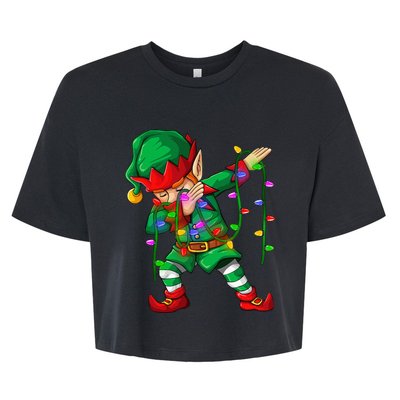 Dabbing Elf Costume Christmas Squad Boy Xmas Bella+Canvas Jersey Crop Tee