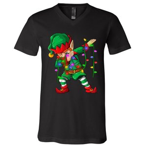 Dabbing Elf Costume Christmas Squad Boy Xmas V-Neck T-Shirt