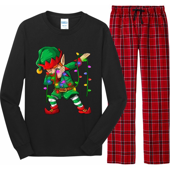 Dabbing Elf Costume Christmas Squad Boy Xmas Long Sleeve Pajama Set