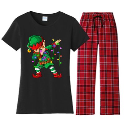 Dabbing Elf Costume Christmas Squad Boy Xmas Women's Flannel Pajama Set