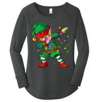 Dabbing Elf Costume Christmas Squad Boy Xmas Women's Perfect Tri Tunic Long Sleeve Shirt