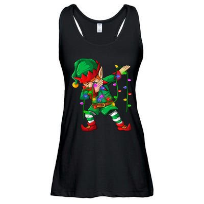 Dabbing Elf Costume Christmas Squad Boy Xmas Ladies Essential Flowy Tank