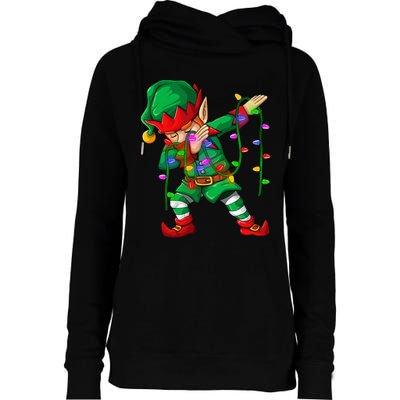 Dabbing Elf Costume Christmas Squad Boy Xmas Womens Funnel Neck Pullover Hood