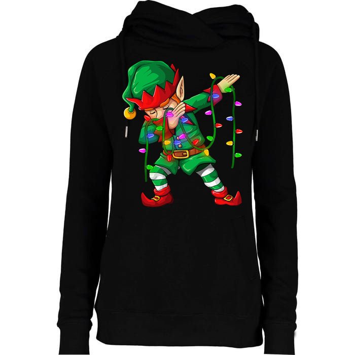 Dabbing Elf Costume Christmas Squad Boy Xmas Womens Funnel Neck Pullover Hood