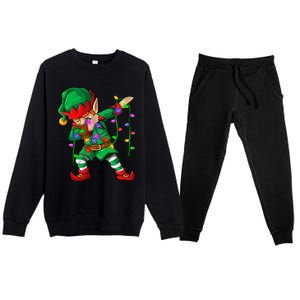 Dabbing Elf Costume Christmas Squad Boy Xmas Premium Crewneck Sweatsuit Set