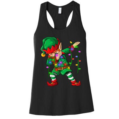 Dabbing Elf Costume Christmas Squad Boy Xmas Women's Racerback Tank