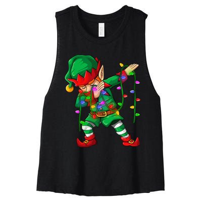 Dabbing Elf Costume Christmas Squad Boy Xmas Women's Racerback Cropped Tank