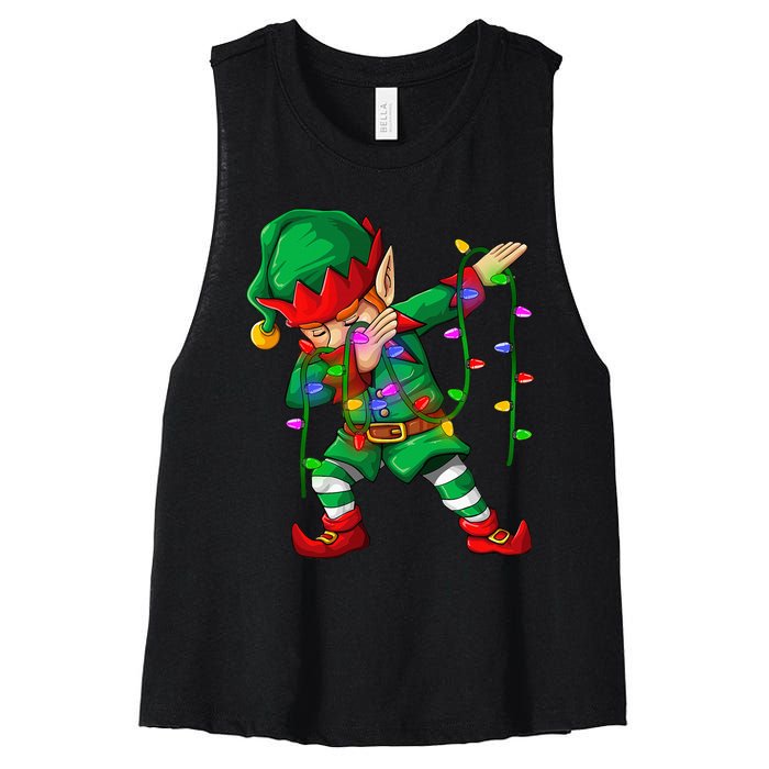 Dabbing Elf Costume Christmas Squad Boy Xmas Women's Racerback Cropped Tank