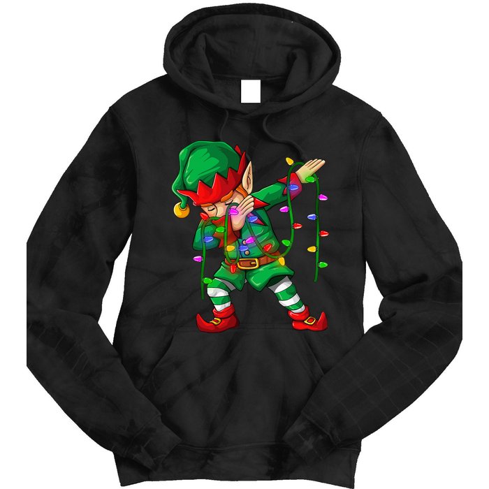 Dabbing Elf Costume Christmas Squad Boy Xmas Tie Dye Hoodie