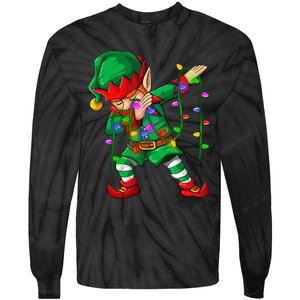 Dabbing Elf Costume Christmas Squad Boy Xmas Tie-Dye Long Sleeve Shirt