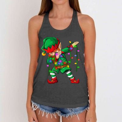 Dabbing Elf Costume Christmas Squad Boy Xmas Women's Knotted Racerback Tank