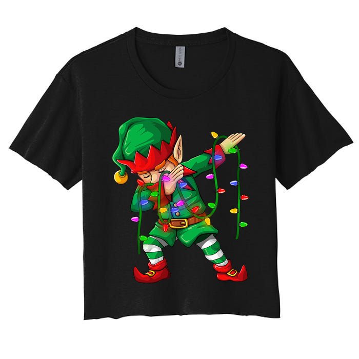 Dabbing Elf Costume Christmas Squad Boy Xmas Women's Crop Top Tee