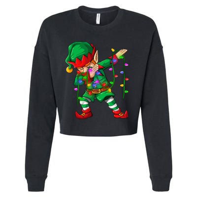 Dabbing Elf Costume Christmas Squad Boy Xmas Cropped Pullover Crew