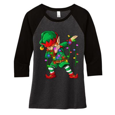 Dabbing Elf Costume Christmas Squad Boy Xmas Women's Tri-Blend 3/4-Sleeve Raglan Shirt