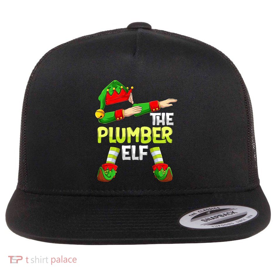 Dabbing Elf Christmas Plumbing Plumbers The Plumber Elf Flat Bill Trucker Hat