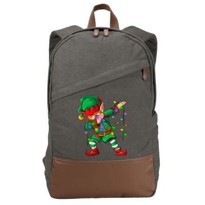 Dabbing Elf Costume Christmas Squad Cotton Canvas Backpack