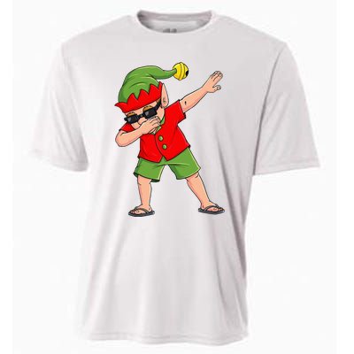 Dabbing Elf Christmas In July Summer Xmas Dab Cooling Performance Crew T-Shirt