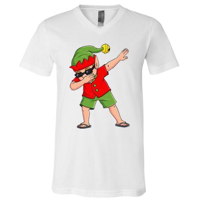 Dabbing Elf Christmas In July Summer Xmas Dab V-Neck T-Shirt