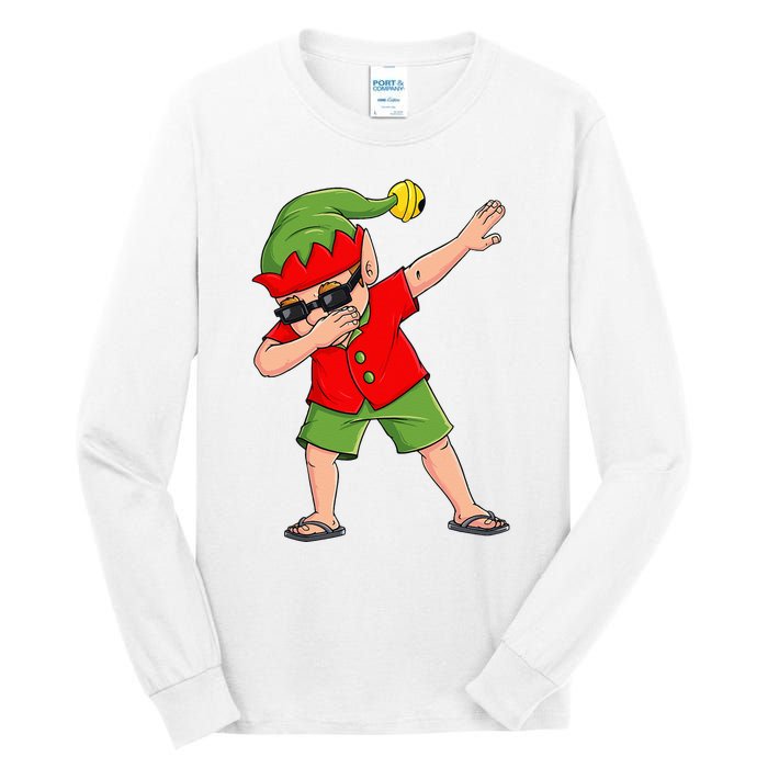 Dabbing Elf Christmas In July Summer Xmas Dab Tall Long Sleeve T-Shirt