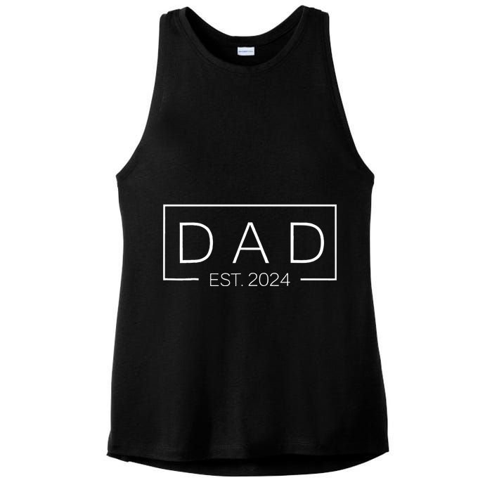 Dad Est Custom Year New Father Personalize Year Ladies PosiCharge Tri-Blend Wicking Tank