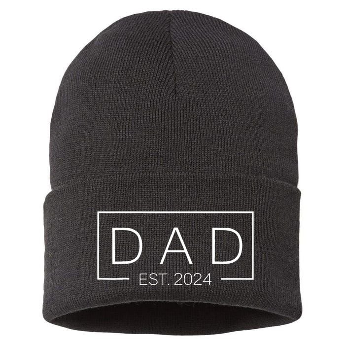 Dad Est Custom Year New Father Personalize Year Sustainable Knit Beanie