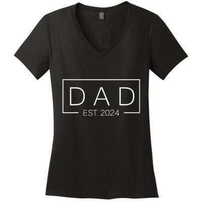 Dad Est Custom Year New Father Personalize Year Women's V-Neck T-Shirt