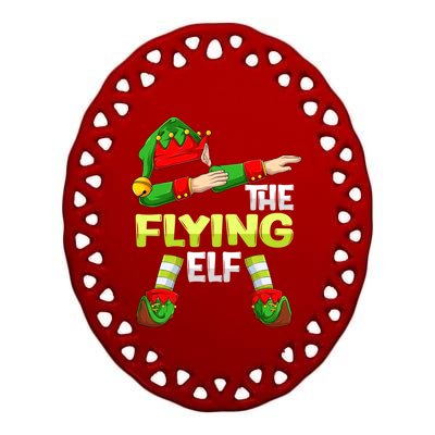 Dabbing Elf Christmas Pilote Pilotes Airplane The Flying Elf Gift Ceramic Oval Ornament