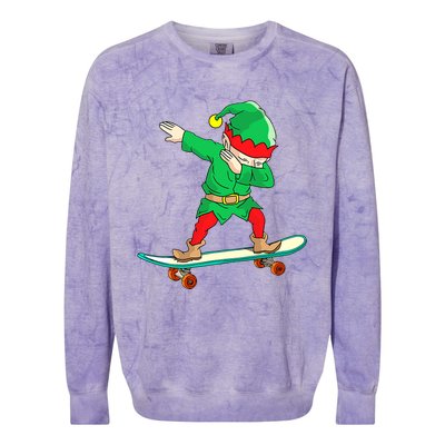 Dabbing Elf Claus Christmas Tree Lights Boys Dab Xmas Colorblast Crewneck Sweatshirt