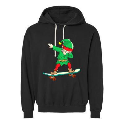 Dabbing Elf Claus Christmas Tree Lights Boys Dab Xmas Garment-Dyed Fleece Hoodie