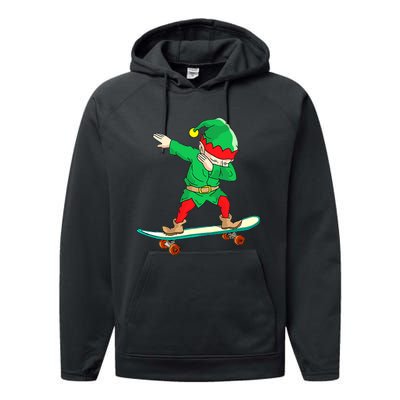 Dabbing Elf Claus Christmas Tree Lights Boys Dab Xmas Performance Fleece Hoodie