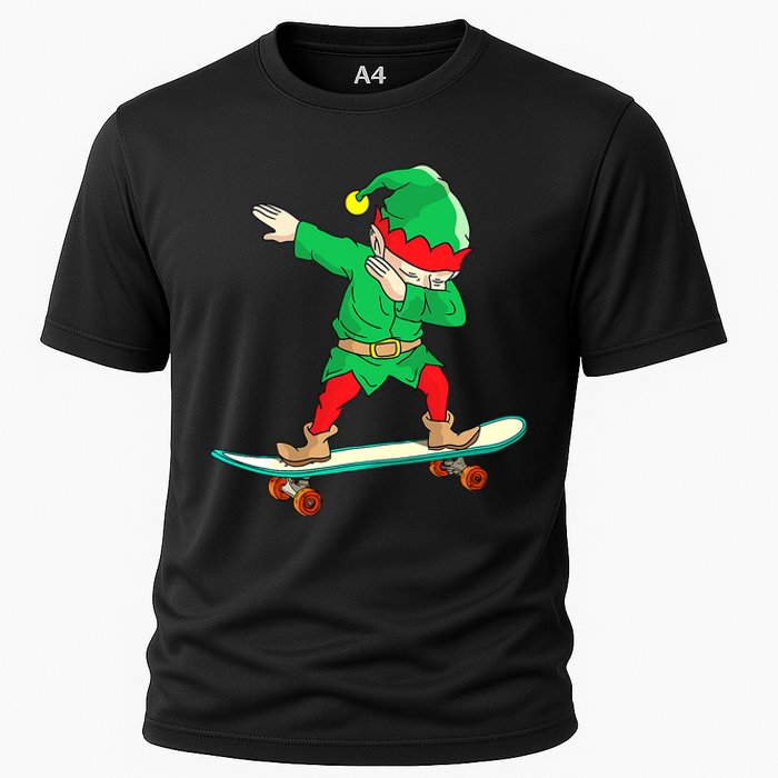 Dabbing Elf Claus Christmas Tree Lights Boys Dab Xmas Cooling Performance Crew T-Shirt