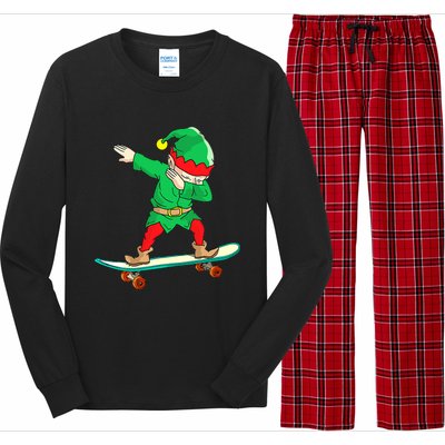 Dabbing Elf Claus Christmas Tree Lights Boys Dab Xmas Long Sleeve Pajama Set