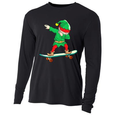 Dabbing Elf Claus Christmas Tree Lights Boys Dab Xmas Cooling Performance Long Sleeve Crew