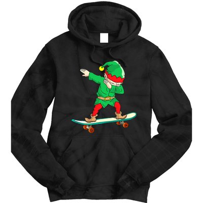 Dabbing Elf Claus Christmas Tree Lights Boys Dab Xmas Tie Dye Hoodie