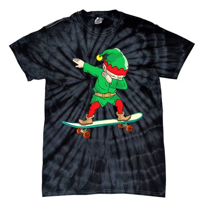 Dabbing Elf Claus Christmas Tree Lights Boys Dab Xmas Tie-Dye T-Shirt