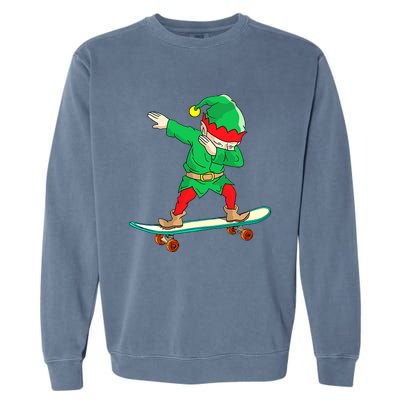 Dabbing Elf Claus Christmas Tree Lights Boys Dab Xmas Garment-Dyed Sweatshirt