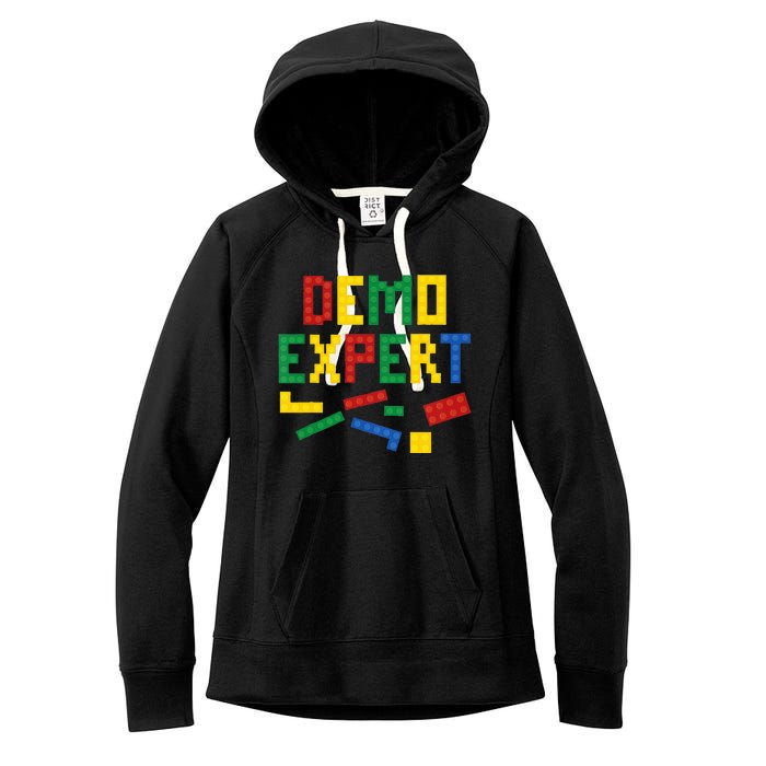 Demo Expert Cool Building Blocks Toy Brick Builder Women's Fleece Hoodie