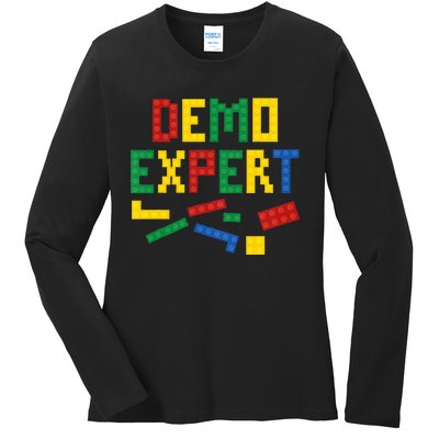 Demo Expert Cool Building Blocks Toy Brick Builder Ladies Long Sleeve Shirt