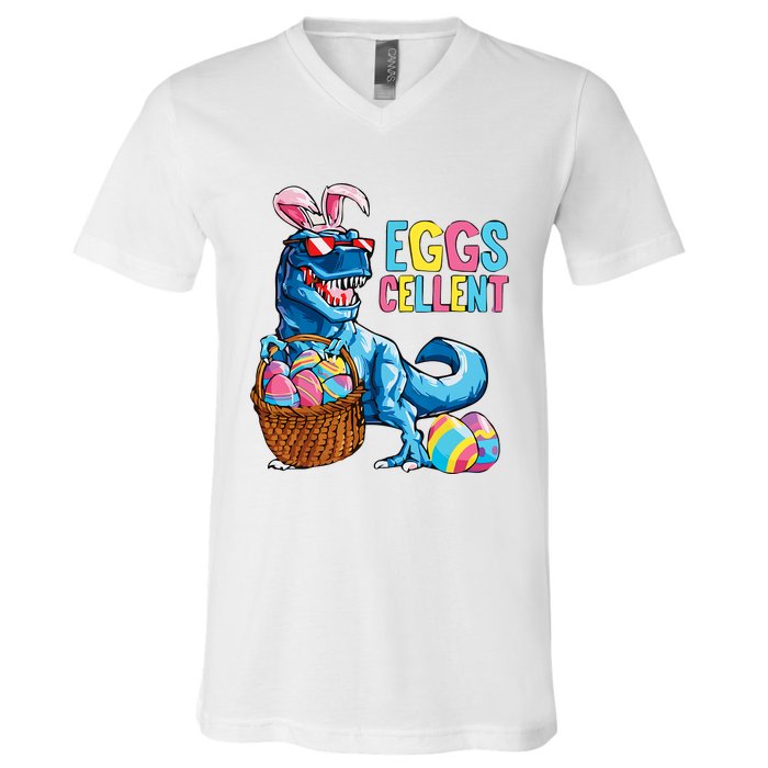 Dinosaur Eggs Cellent Easter Egg Dinosaur Funny Easter Dinosaur V-Neck T-Shirt