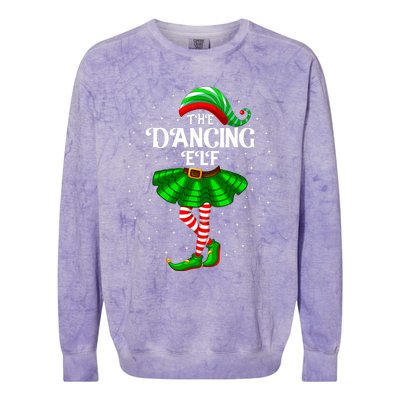 Dancing Elf Christmas Family Matching Women Girl Xmas Dance Colorblast Crewneck Sweatshirt