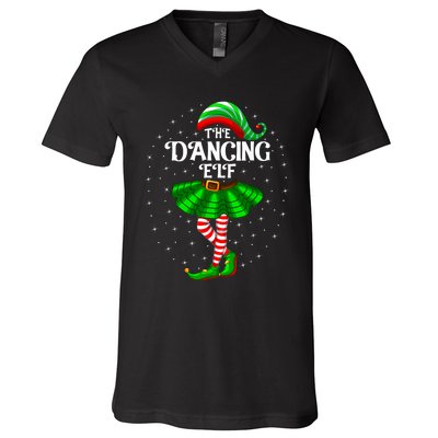 Dancing Elf Christmas Family Matching Women Girl Xmas Dance V-Neck T-Shirt