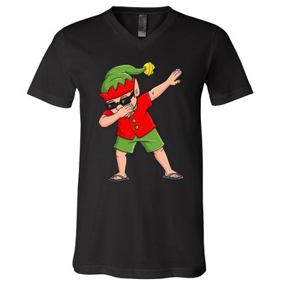 Dabbing Elf Christmas In July Summer Xmas Dab V-Neck T-Shirt