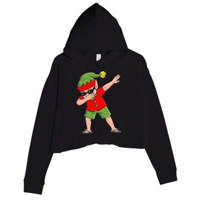 Dabbing Elf Christmas In July Summer Xmas Dab Crop Fleece Hoodie