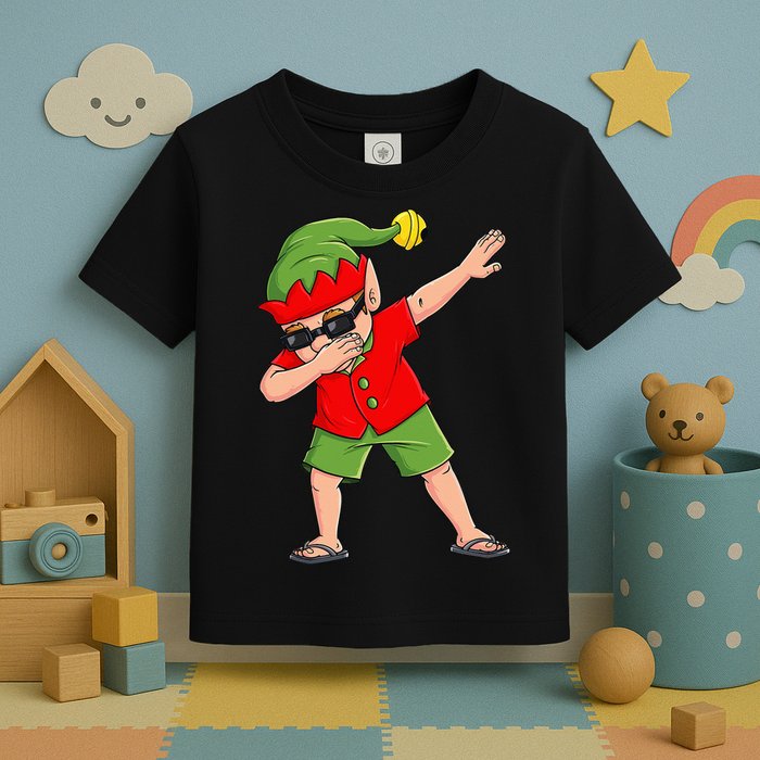 Dabbing Elf Christmas In July Summer Xmas Dab Toddler T-Shirt