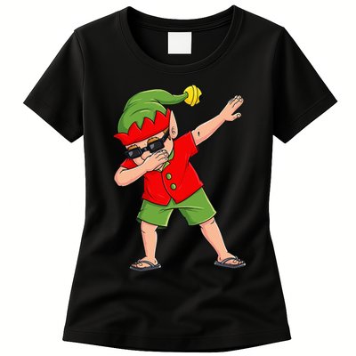 Dabbing Elf Christmas In July Summer Xmas Dab Womens T-Shirt