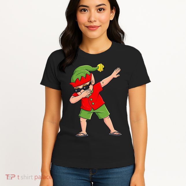 Dabbing Elf Christmas In July Summer Xmas Dab Womens T-Shirt