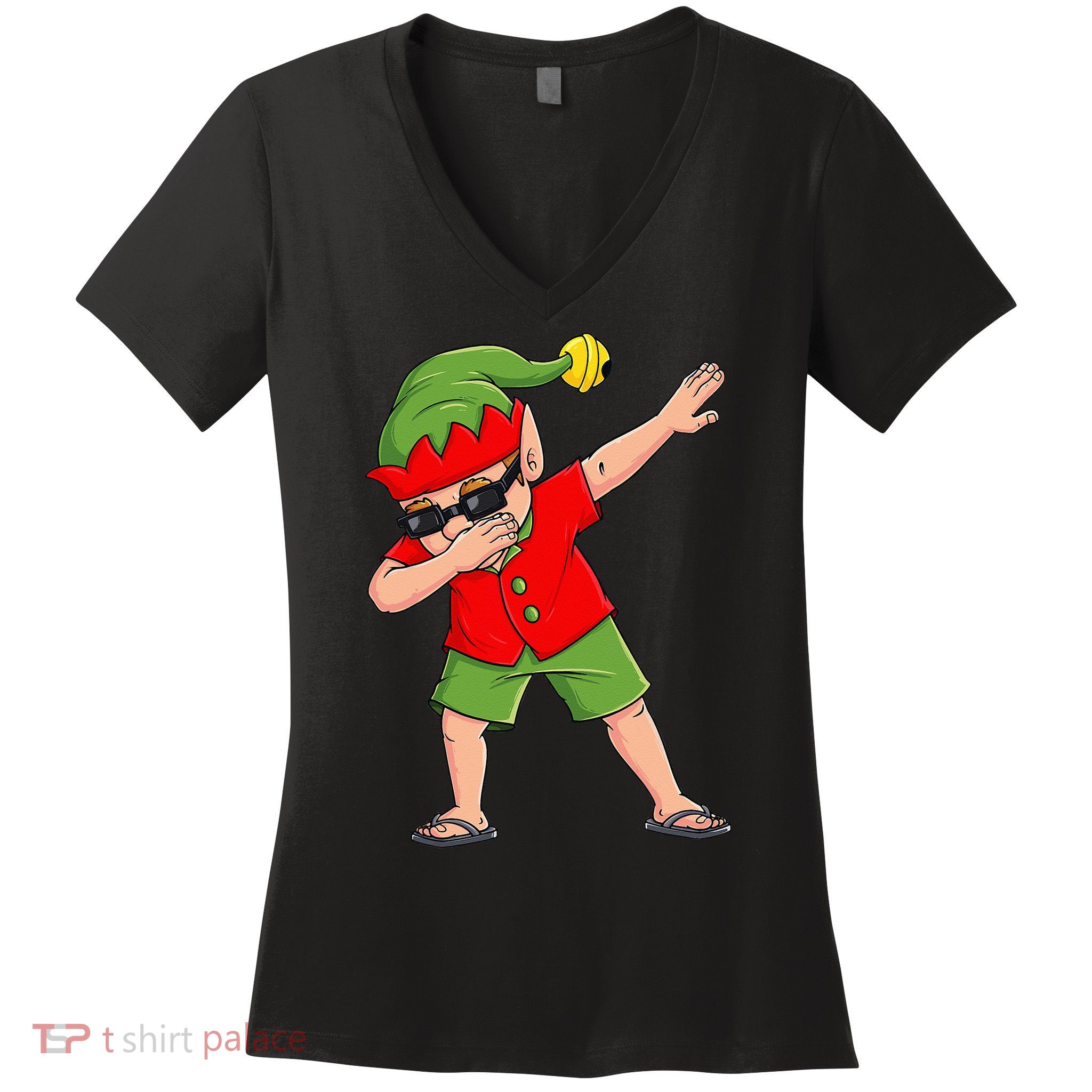 Dabbing Elf Christmas In July Summer Xmas Dab Women's V-Neck T-Shirt